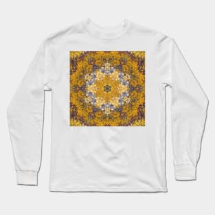 Digital Mandala Yellow Blue and White Long Sleeve T-Shirt